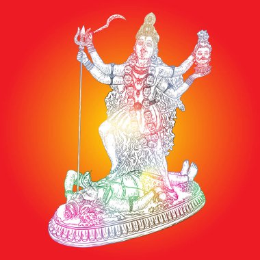 Hint Hindu tanrıçası Kali aynı zamanda Karanlık Ana olarak da bilinir. Vektör illüstrasyonu.