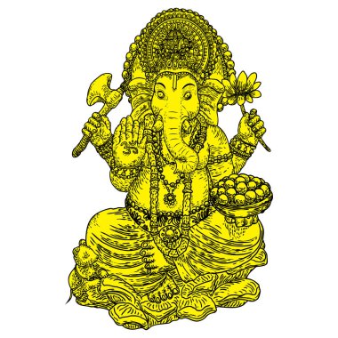 Ganesh Chaturthi festivali arka planı için Lord Ganpati 'nin el çizimi. Vektör. 