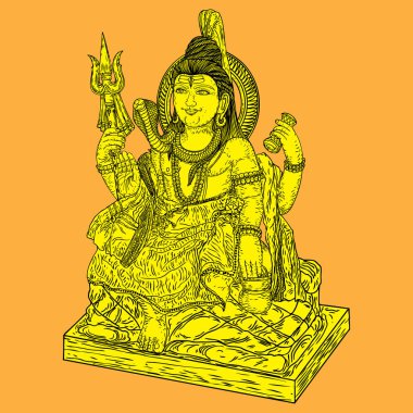 Lord Shiva, el yapımı klasik Maha Shiwaratri arkaplanı. Maha Shivratri festivali. İzole edilmiş. Vektör.