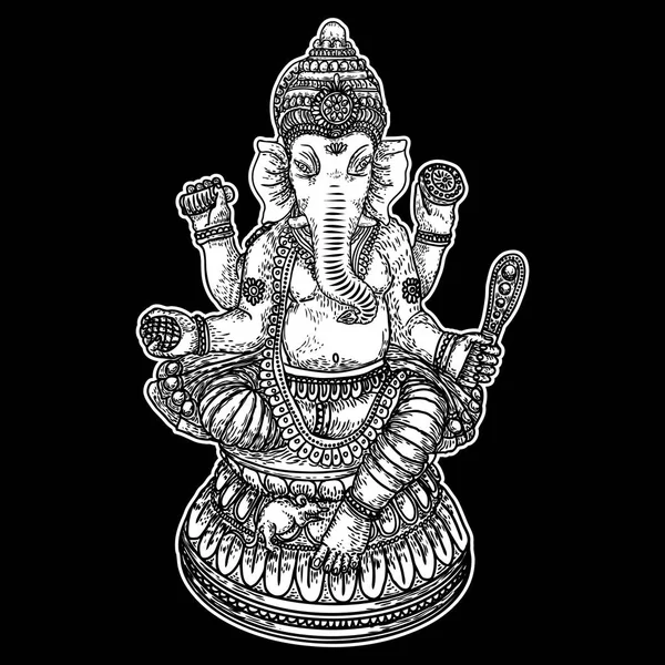 Lord Ganpati Ganesha Hand Drawn Vinayaka Chaturthi Vinayaka Chavithi Hindu — Stock Vector