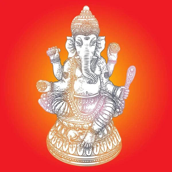 ガンパティ卿やガネーシャのイラスト Ganesh Chaturthi主Ganesha誕生への祈りのための祭り 手描きの古典的なデザイン — ストックベクタ