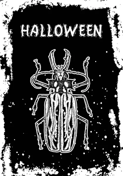 Biglietto Halloween Volantino Disegnato Mano Manifesti Biglietto Auguri Simbolico Delle — Vettoriale Stock