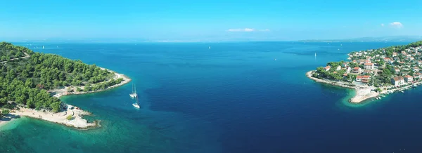 Panorama Luftaufnahme Von Berühmten Fischerdorf Insel Solta Südlich Von Split — Stockfoto