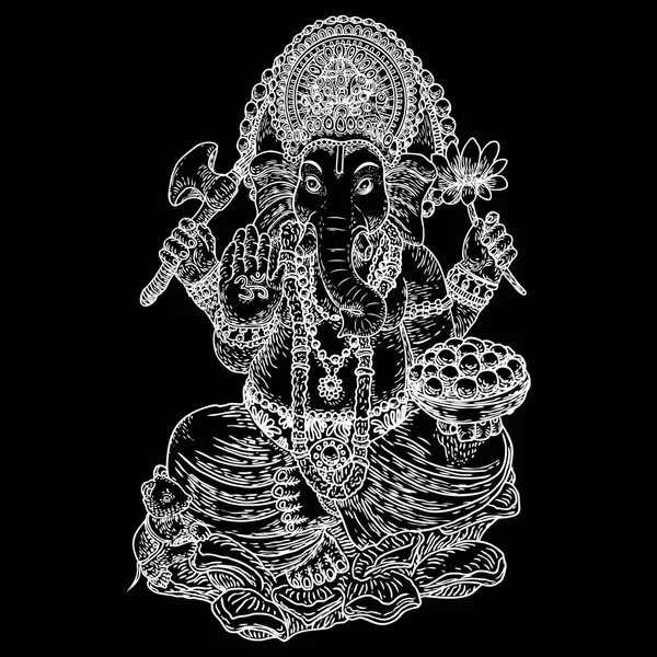 Señor Ganpati Ganesha Mano Dibujada Vinayaka Chaturthi Vinayaka Chavithi Festival — Archivo Imágenes Vectoriales