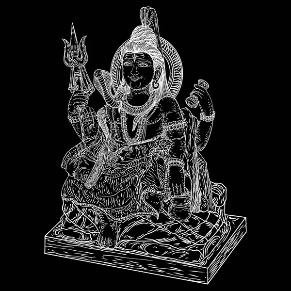 Señor Shiva Dibujado Mano Fondo Clásico Maha Shiwaratri Festival Maha — Archivo Imágenes Vectoriales