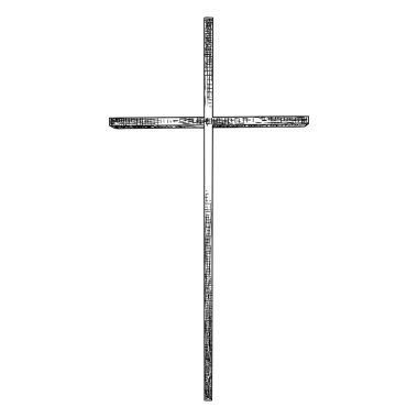 El çapraz çekilmiş. Beyaz arka plan üzerinde izole Hıristiyan ve Katolik haç. Kutsal hafta gelenek veya iyi Cuma için öğe. Vektör.