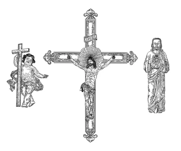 Зображенням Дитина Ісус Христос Син Божий Розп Яття Хресті Гріхи — стоковий вектор