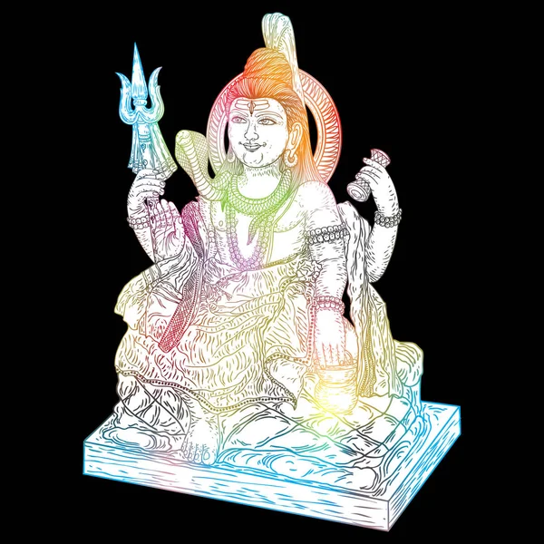 Лорд Шива Нарисованный Вручную Классический Маха Шиваратри Фон Фестиваль Маха — стоковый вектор