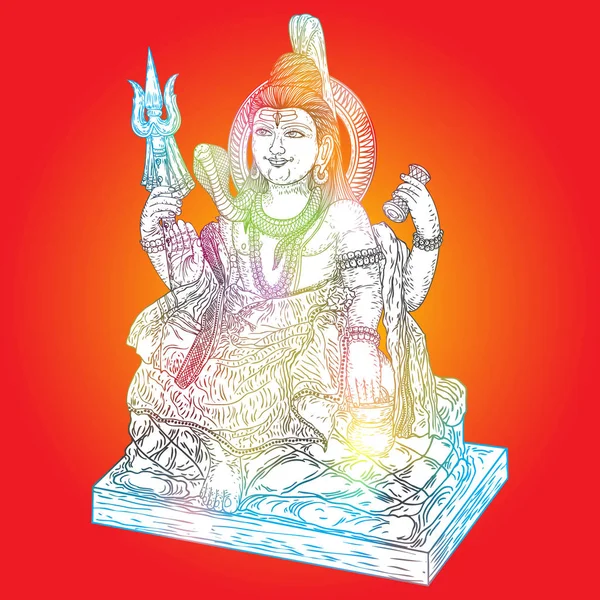 Señor Shiva Dibujado Mano Fondo Clásico Maha Shiwaratri Festival Maha — Vector de stock