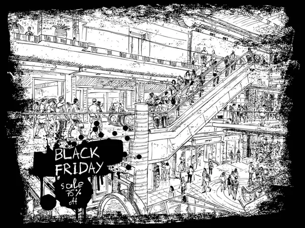 Black Friday Verkauf Shopping Landschaft Rabatte Werbebanner Des Black Friday — Stockvektor