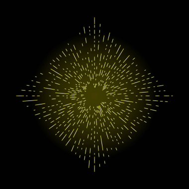 Işınları Halo kare ya da rhombus ışık ve ateş şeklinde siyah izole ışınları pul. Art dövme başvuru. Altın din gurur ve zafer sembolü. Melek ve Aziz yıldız patlaması yağmur bulutu. Vektör.
