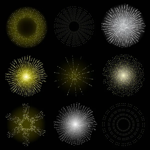 Gouden Zilveren Halo Cirkel Sterren Set Angel Heiligen Ring Ontwerpelement — Stockvector