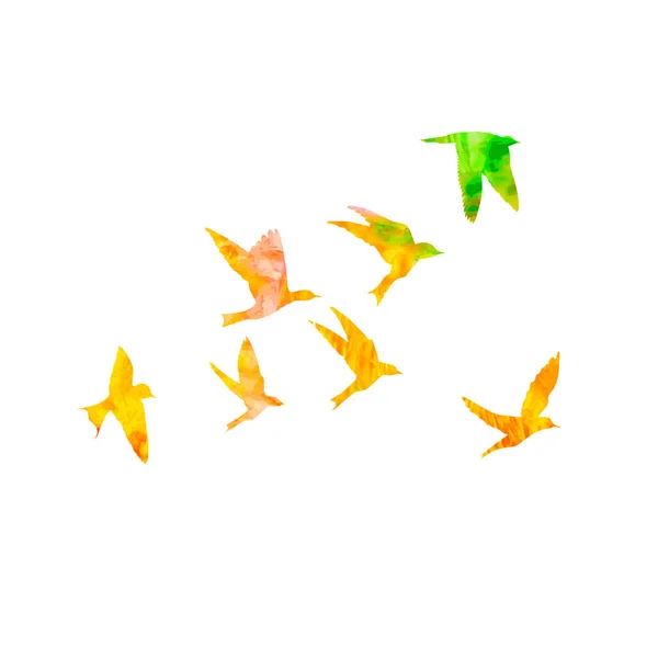 Silueta Păsărilor Zburătoare Acuarelă Fundal Alb Inspirational Acuarelă Vopsea Corp — Vector de stoc