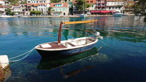 View Fishermen Boats Houses Fishing Island Solta South Split Famous — Stock Photo, Image