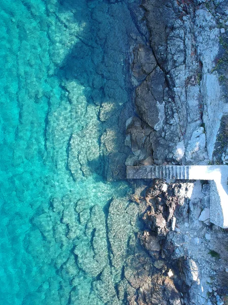 Vacker Strand Med Stenar Med Trappor Fisherman Town Dalmatien Kroatien — Stockfoto