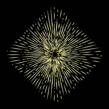 Işınları Halo kare ya da rhombus ışık ve ateş şeklinde siyah izole ışınları pul. Art dövme başvuru. Altın din gurur ve zafer sembolü. Melek ve Aziz yıldız patlaması yağmur bulutu. Vektör.