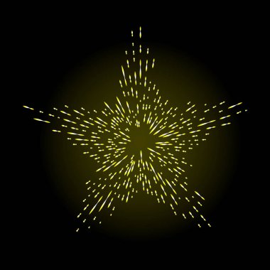 Işınları Halo yıldız şeklinde ışık ve Katolik ışınları üzerinde izole siyah. Art dövme referans şablonu. Altın din gurur ve zafer sembolü. Angel ve azizler yüzük yağmur bulutu. Vektör.