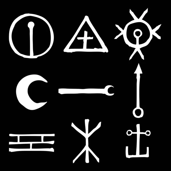 Mystic Set Met Magische Cirkels Pentagram Imaginaire Chakra Symbolen Collectie — Stockvector