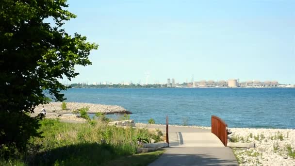 Vista Dalla Costa Lacustre Dell Ontario Nella Zona Industriale Con — Video Stock