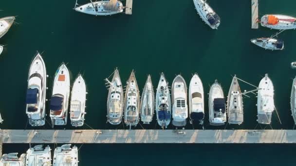 Légi Felvétel Yacht Club Marina Horvátország Split Öbölre Kis Hajó — Stock videók