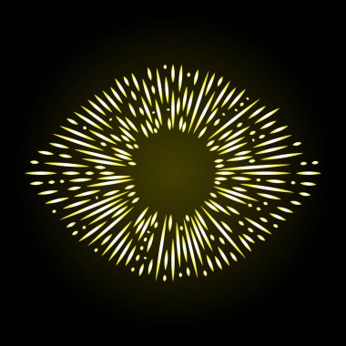 Altın halo bir göz, melek ve azizler yüzük tasarım öğesi şeklinde. Geleneksel olarak yağmur bulutu, Ayla veya zafer ve gloriole temsil edilen Aziz iz. Dövme başvuru. Vektör.