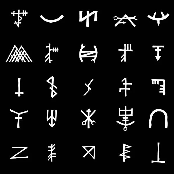 Set Simboli Geometrici Sacri Esoterici Scritti Collezione Astratta Segni Mistici — Vettoriale Stock