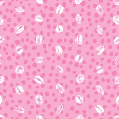 Dikişsiz desen açılır grunge fırça arka plan üzerinde kırmızı pembe siyah dudakları. Kızlar dudak parmak leke. Vektör.