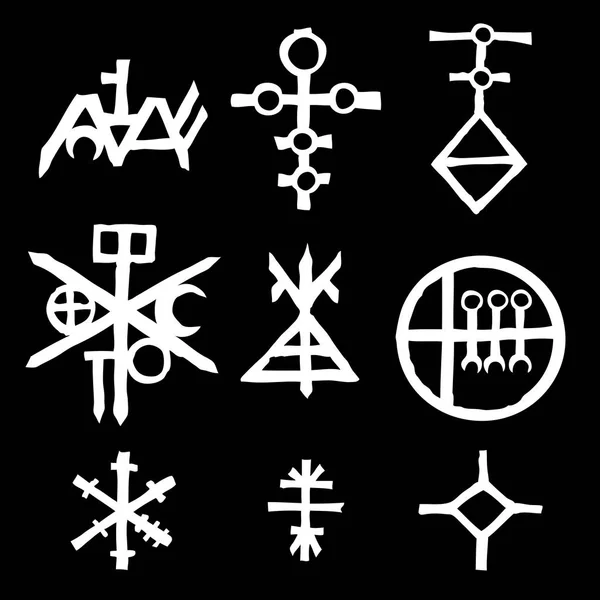 Sett Med Esoteriske Hellige Geometriske Symboler Abstrakt Samling Mystiske Tegn – stockvektor