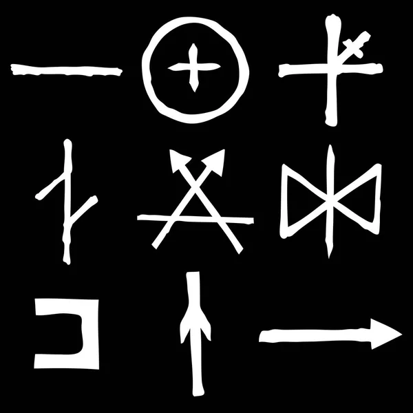 Ensemble Runes Scandinaves Anciennes Version Imaginaire Symboles Alphabet Runique Futhark — Image vectorielle