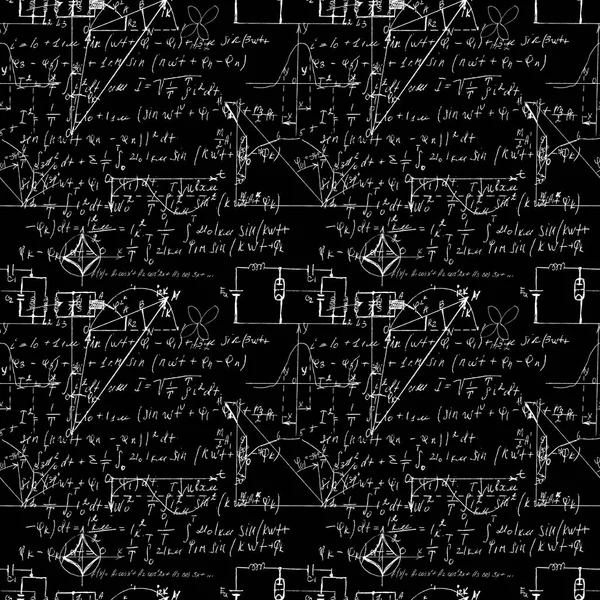 Naadloze Eindeloze Patroon Achtergrond Met Handgeschreven Wiskundige Formules Wiskunde Relatie — Stockvector