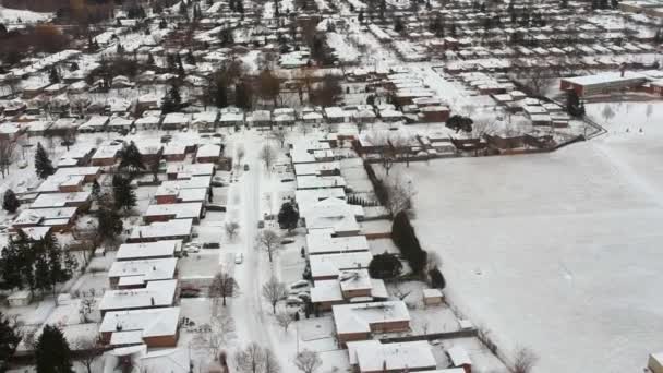 Luchtfoto Van Stad Honderden Huizen Vogel Oog Boven Bekijken Voorstad — Stockvideo