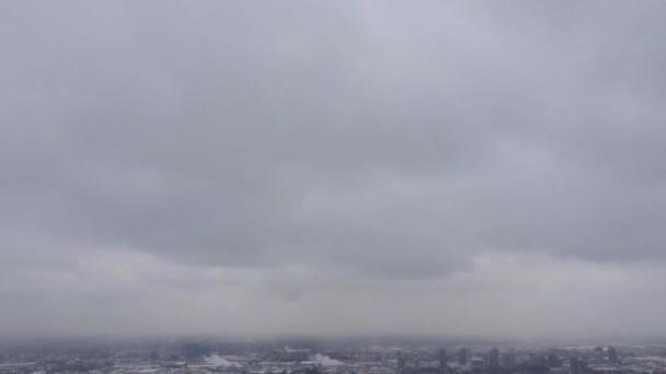 Veduta Aerea Volo Uccello Skyline Nella Stagione Invernale America Centinaia — Video Stock