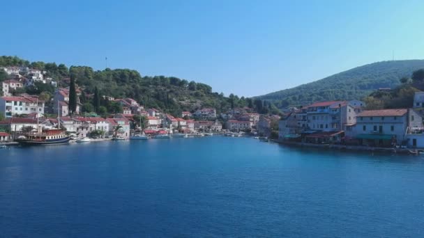 Solta Eiland Strand Visser Kosten Luchtfoto Dalmatië Kroatië Zuid Naar — Stockvideo