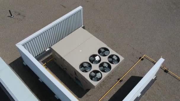 Aerial View Air Conditioner Top Appliance Equipment Roof Grocery Food — Stock Video