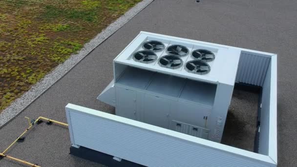 Letecký Pohled Nejlepší Záběry Odvětrávacích Otvorů Průmyslové Klimatizace Ventilace Střechu — Stock video