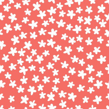 Sorunsuz çiçek desenli arka planda modaya uygun mercan, sonsuz el soyut doodle düşen çiçek çizimi yaşayan 2019, rengini ile yaprakları çiçekler. Vektör.