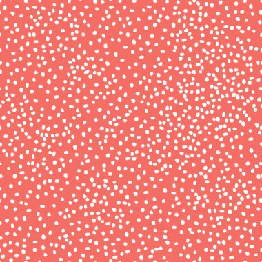 Dikişsiz desen arka planda 2019 yılın moda rengi, Mercan rengi, sonsuz el çizimi soyut doodle toz nokta veya daire, oval, kabarcıklar veya kar, bu yıl. Vektör.