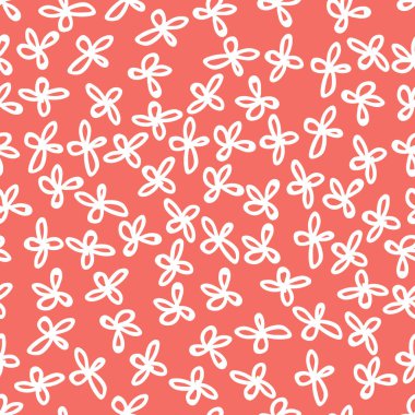 Sorunsuz çiçek desenli arka planda modaya uygun mercan, sonsuz el soyut doodle düşen çiçek çizimi yaşayan 2019, rengini ile yaprakları çiçekler. Vektör.