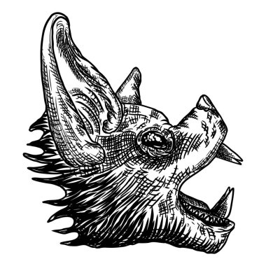 Bat head veya çizim yüz. Cadılar Bayramı için Gotik resimde canavarlar. Büyü sihir, dekoratif öğeler gizli öznitelikleri. Gece yaratıkları çizim. 