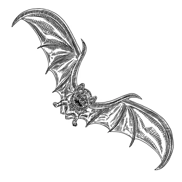 Morcego Com Asas Abertas Desenho Ilustração Gótica Monstros Para Halloween —  Vetores de Stock