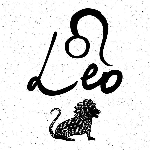 Leo Zodiac Hand Drawing Sign Horoscope Usable Mystic Occult Palmistry — Stock Vector