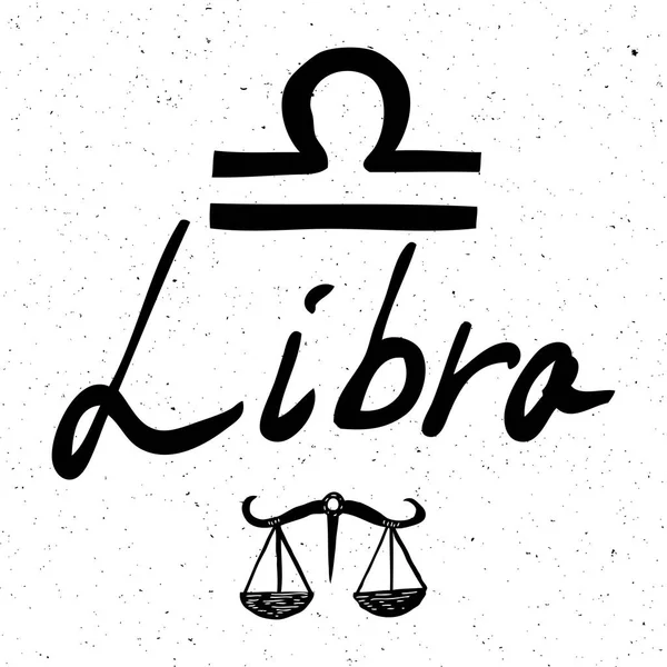 Libra Zodiac Hand Drawing Sign Horoscope Usable Mystic Occult Palmistry — Stock Vector