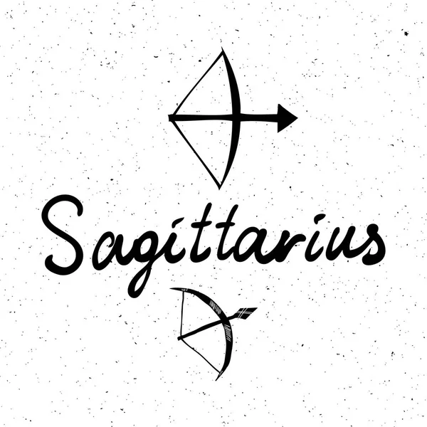 Sagittarius Zodiac Hand Drawing Sign Horoscope Usable Mystic Occult Palmistry — Stock Vector