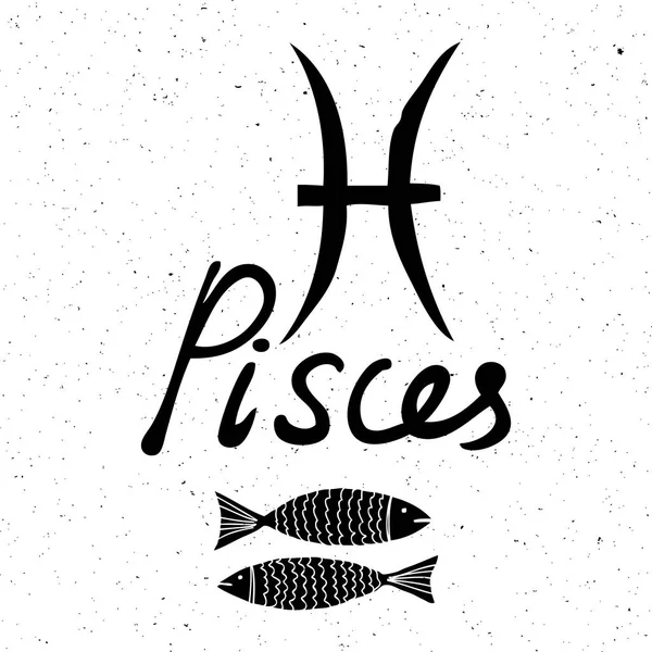 Pisces Zodiac Hand Drawing Sign Horoscope Usable Mystic Occult Palmistry — Stock Vector