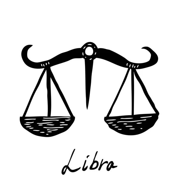 Signo Dibujo Mano Del Zodiaco Libra Para Horóscopo Utilizable Para — Vector de stock