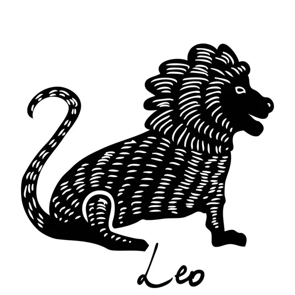 Leo Zodiaco Signo Dibujo Mano Para Horóscopo Utilizable Para Quiromancia — Vector de stock