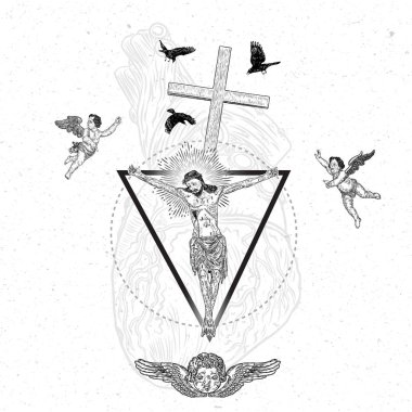 Aşk, dua ve din Hıristiyanlık sembolü. İsa Mesih c