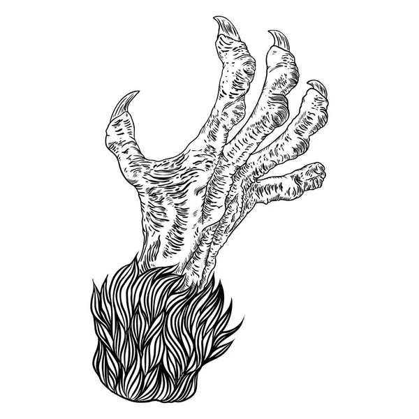 Gravyr monster hand, zombie, varulv, dragon eller vampyr palm — Stock vektor