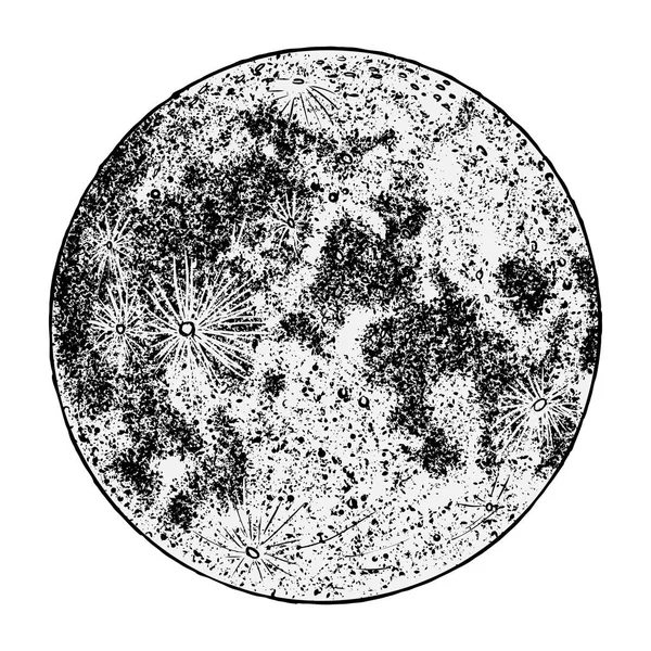 現実的な満月を描きます。ビンテージ彫刻占星術や astr — ストックベクタ