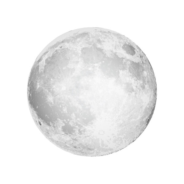 Realistic full moon. Astrology or astronomy planet design. Vecto